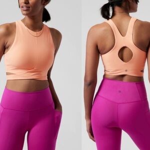 Athleta NEW Limited Conscious Athletic‎ Cut Out Coral Crop Bra D-DD Size X-Large
